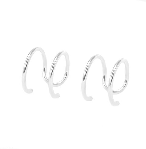 Set of 2 Ear Cuffs for Upper Ear Cartilage, No Piercing Needed, Fake Piercing, Faux Body Jewelry, Sterling Silver 925 (Gold, Set of 2 cuffs || + ||) in Saudi Arabia