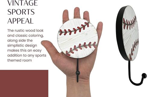 خطاف معطف فني جداري للبيسبول - غرفة نوم بطابع مشجع رياضي للأولاد - ديكور غرفة اللعب - شماعة مناشف in Kuwait