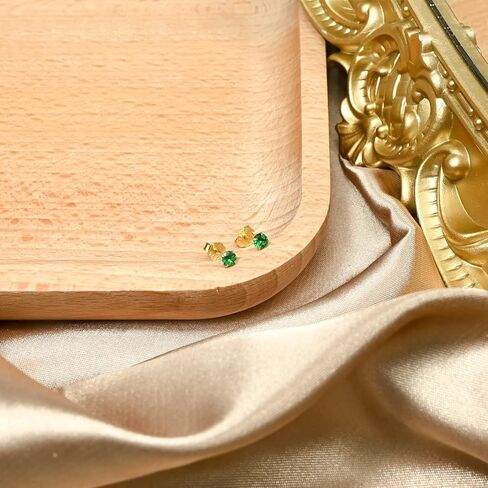Tiny Emerald Earrings Green Earrings with 18K Gold Plated Sterling Silver Stud, Hypoallergenic Handmade Stud Earrings for Women Gift for Christmas New Year-3mm in Kuwait