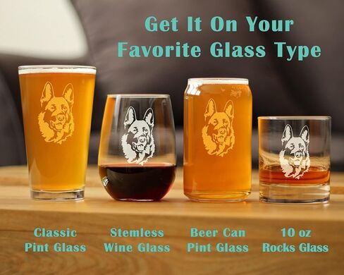 German Shepherd Happy Face - Fun Whiskey Rocks Glass Gifts for Men & Women - Unique Whisky Drinking Tumbler Decor in Saudi Arabia