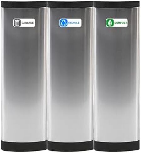 Garbage Trash Recycle Compost Stickers - 3 Durable Vinyl Labels for Effortless Bin Labeling (6" x 2.25") by Flippin Stickers in Saudi Arabia