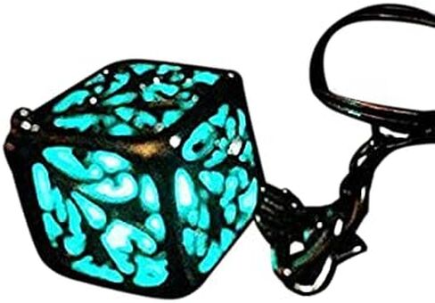 Blue Caged Materia Cube Keychain, Fantasy Steampunk or Cosplay Accessory with Keyring in Saudi Arabia