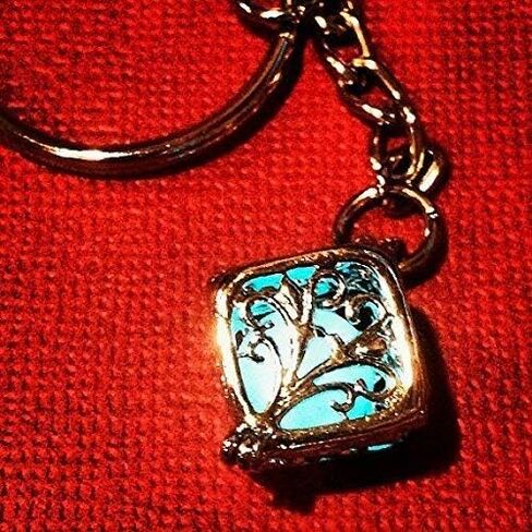 Blue Caged Materia Cube Keychain, Fantasy Steampunk or Cosplay Accessory with Keyring in Saudi Arabia
