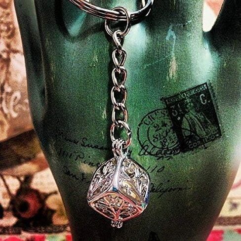 Blue Caged Materia Cube Keychain, Fantasy Steampunk or Cosplay Accessory with Keyring in Saudi Arabia