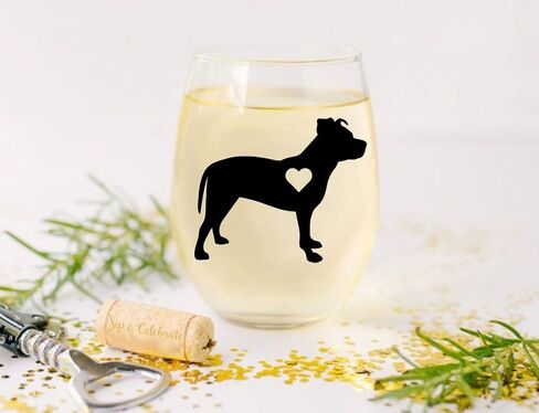 Pitbull Lover Gift - Premium 21oz Stemless Wine Glass Gift - Pit Bull Dog in Saudi Arabia