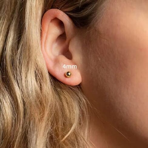 Flat Screw Back Ball Stud Earrings for Women, Tiny 3mm Ball Earrings with Confortable Flatback for Cartilage Helix Tragus Lobe Piercing (3mm Ball,Gold) in Kuwait