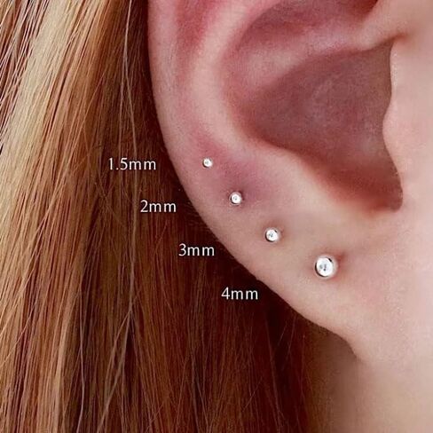 Flat Screw Back Ball Stud Earrings for Women, Tiny 3mm Ball Earrings with Confortable Flatback for Cartilage Helix Tragus Lobe Piercing (3mm Ball,Gold) in Kuwait