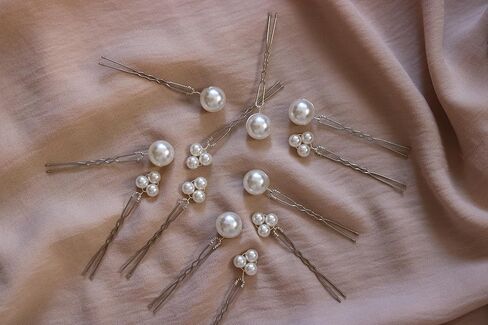 QUILL 12 Pcs Pearl and Hair Pins, 2 in 1 Hair Accessories for Bride, Women, Girl And Bridemaids in Saudi Arabia