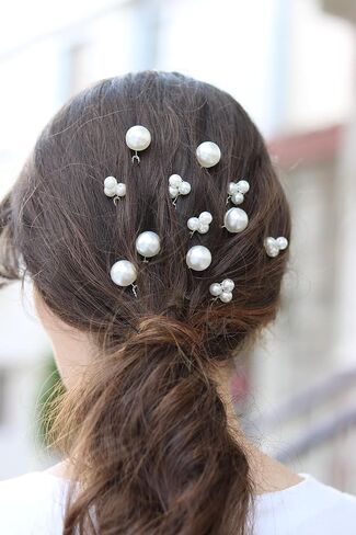 QUILL 12 Pcs Pearl and Hair Pins, 2 in 1 Hair Accessories for Bride, Women, Girl And Bridemaids in Saudi Arabia