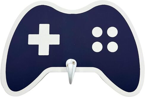 خطاف حائط خشبي لوحدة التحكم في الألعاب - لوحة فنية جدارية لألعاب الفيديو - خطافات مناشف للأطفال، رف معطف للأطفال، شماعة حقيبة الظهر - ديكور ألعاب مثالي لغرفة الأولاد - أشياء رائعة لإعداد الألعاب - أزرق داكن in Kuwait