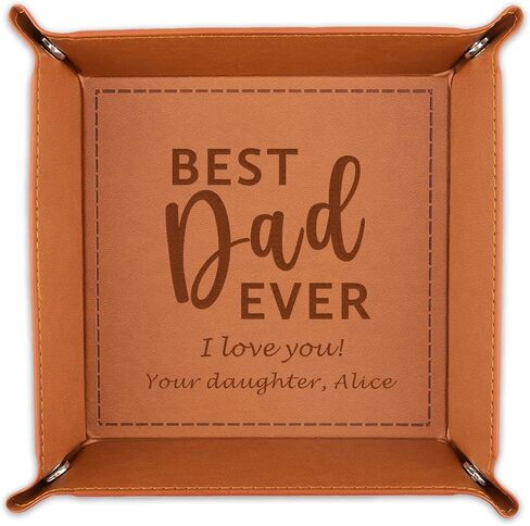 صينية خادم جلدية من Best Dad Ever - هدايا عيد الميلاد للأب، هدايا للأب من الأطفال والابنة والأب، هدايا عيد ميلاد فريدة من نوعها للأب، هدية عيد الشكر للأب in Kuwait