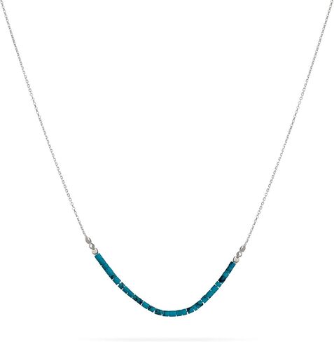 قلادة شريط فيروزي مصنوعة يدويًا من أنيكا بيلا للنساء، الطول 15-17 بوصة، قلادات قصيرة مطرزة بالفيروز من الفضة الاسترليني، هدية رائعة لها in Kuwait