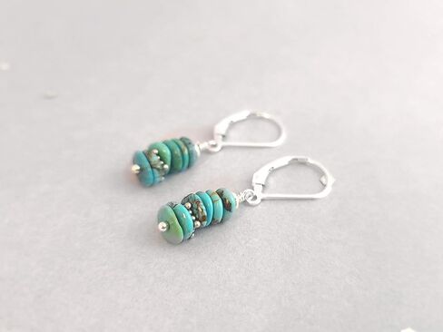 Natural Turquoise Bead Stack and Sterling Silver Earrings (Sterling French Wire) in Saudi Arabia