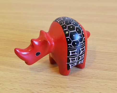 Handmade From Africa - Soapstone African Rhino - Handmade in Kenya - Figurine Sculpture - 2 Inches Height x 3 Inches Long, Crimson Red, SS5 in Saudi Arabia