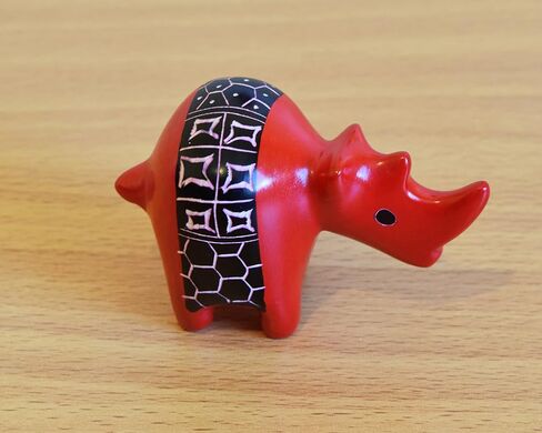 Handmade From Africa - Soapstone African Rhino - Handmade in Kenya - Figurine Sculpture - 2 Inches Height x 3 Inches Long, Crimson Red, SS5 in Saudi Arabia