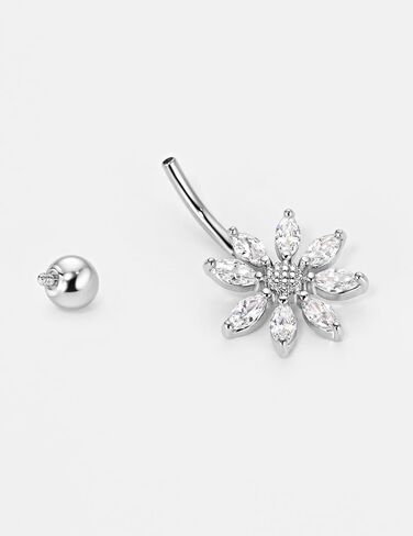 14 Gauge 316L Surgical Steel Belly Button Ring Flower Belly Ring Piercing Jewelry Barbells Clear Cubic Zirconia Navel Rings Silver Screw Bar 10 mm Screw on Piercing Stud Ball End 14G in Saudi Arabia
