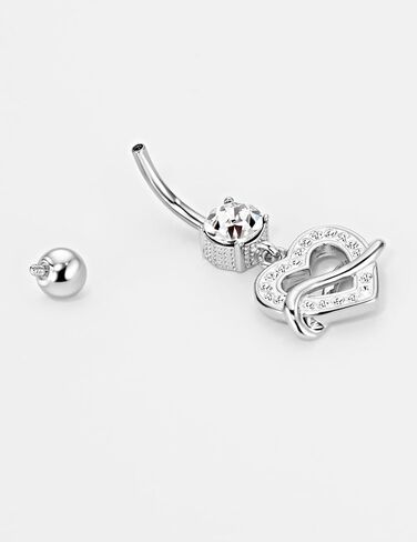 14 Gauge 316L Surgical Steel Belly Button Ring CZ Heart Belly Ring Dangling Piercing Jewelry Barbells Clear Cubic Zirconia Navel Rings Silver Screw Bar 10 mm Screw on Piercing Stud Ball End 14G in Saudi Arabia