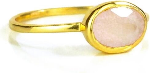 Tiny Oval Gemstone Stacking Ring, Minimalist Thin Ring Band, Everyday Stackable Birthstone Ring in Sterling Silver or Vermeil Gold (Alexandrite) in Kuwait