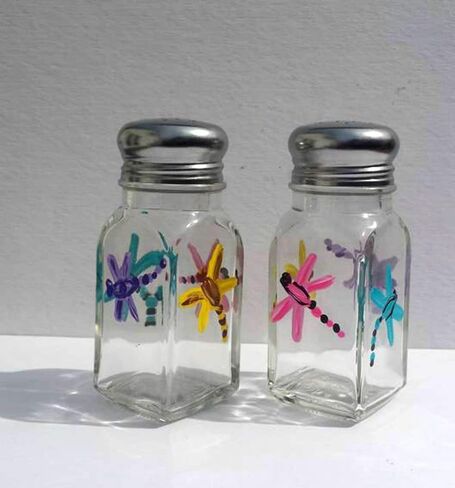 Dragonfly Multi Color Glass Hand Painted Salt and Pepper Shakers Set in Kuwait