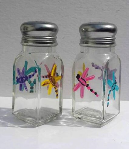 Dragonfly Multi Color Glass Hand Painted Salt and Pepper Shakers Set in Kuwait