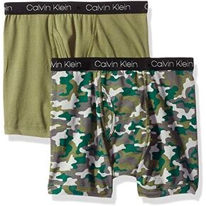 Calvin Klein Boys' Little Ck Cotton Assorted Boxer Briefs Underwear, 2 Pack