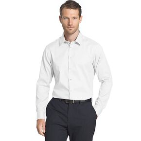 Calvin Klein Men's Non Iron Slim Fit Solid Point Collar Dress Shirt, White, 17" Neck 34"-35" Sleeve in Saudi Arabia