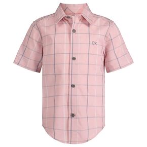 Calvin Klein Boys' Short Sleeve Button Up Woven Shirt in Kuwait