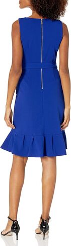 Calvin Klein Women's Sleeveless Dress with Self Belt and Ruffle Skirt Hem in Saudi Arabia
