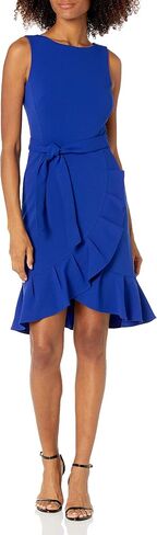 Calvin Klein Women's Sleeveless Dress with Self Belt and Ruffle Skirt Hem in Saudi Arabia