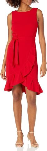 Calvin Klein Women's Sleeveless Dress with Self Belt and Ruffle Skirt Hem in Saudi Arabia
