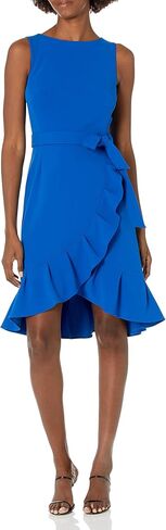 Calvin Klein Women's Sleeveless Dress with Self Belt and Ruffle Skirt Hem in Saudi Arabia