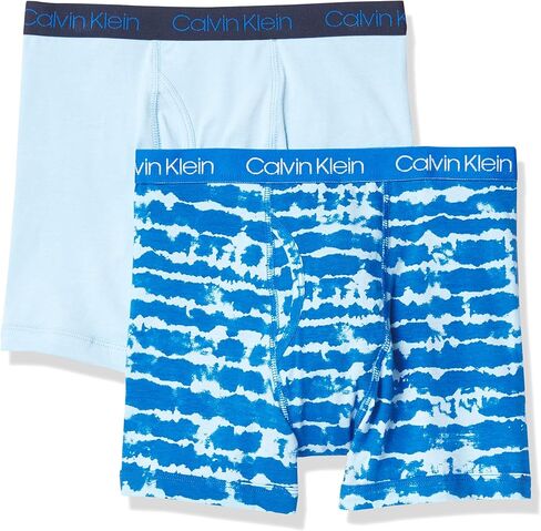 ملابس داخلية بوكسر قطنية متنوعة للأولاد من Calvin Klein، عبوة متعددة، Victoria Blue/Black Iris Sharks، 16-18 in Kuwait