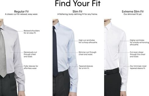 Calvin Klein Men's Non Iron Slim Fit Solid Point Collar Dress Shirt, White, 17" Neck 34"-35" Sleeve in Saudi Arabia