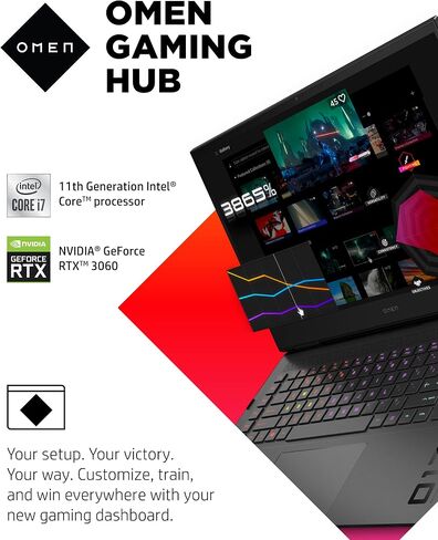 Omen 17 Gaming Laptop, NVIDIA GeForce RTX 3060, Intel Core i7-11800H, 16 GB RAM, 512 GB SSD, 17.3" Full HD 144 Hz Display, Windows 10 Home, RGB Keyboard, Long Battery Life (17-ck0010nr, 2021) in Saudi Arabia