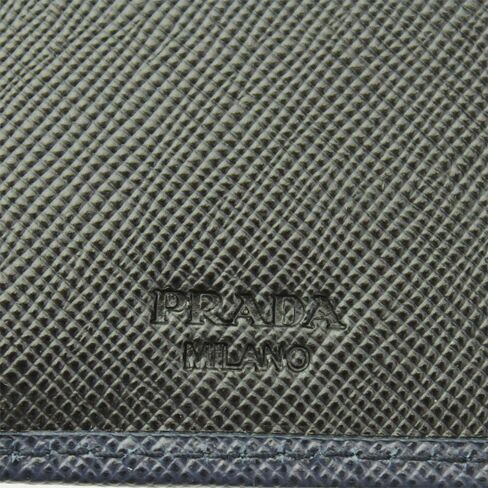 محفظة Prada Mens Blue+Black Saffiano الجلدية ثنائية الطي 2m0738 Baltico+nero، أزرق+أسود، 4.3 "x 3.7", أزرق+أسود, 4.3"x 3.7" in Kuwait