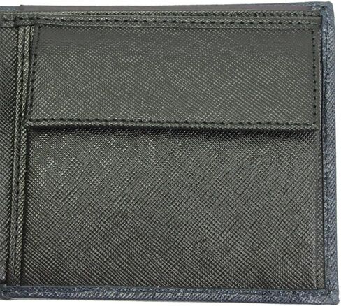 محفظة Prada Mens Blue+Black Saffiano الجلدية ثنائية الطي 2m0738 Baltico+nero، أزرق+أسود، 4.3 "x 3.7", أزرق+أسود, 4.3"x 3.7" in Kuwait