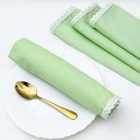 Olive Green Dyed Lace Napkins, Cotton Cloth Napkins, Set of 4-18x18 Inch Washable Dinner Napkins, Kitchen Towel Dinner Table Linen Indian Napkins, Wedding Lace Napkins, Tablecloth, Christmas Napkins