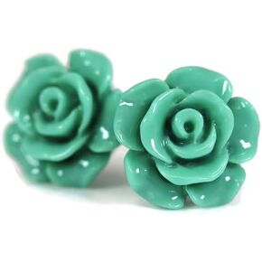 Plastic Post Rose Stud Earrings for Metal Sensitive Ears 13mm (Black) in Saudi Arabia