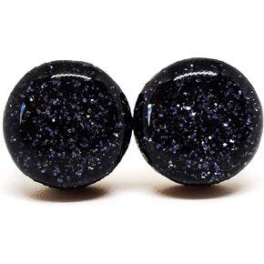 Stud Earrings,Sparkle, 10 mm, Handmade, Stainless Steel Posts for Sensitive Ears Stud for Women Men Girls Boys (Black Sparkle) in Saudi Arabia