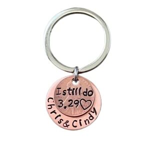 Penny Keychain I Still Do Anniversary Gift Lucky Copper Penny Heart Stamp in Saudi Arabia