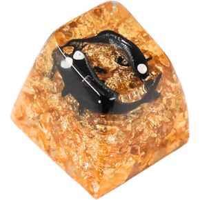 Koi Resin Keycap, Handmade Artisan Keycap for Cherry MX Standard Gaming Mechanical Keyboard, Gold Keycap Backlit, SA Profile 1U, ESC Key, Unique Gift Ideas (Black & Tancho - Koi A&C)