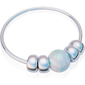 Silver Nose Ring Piercing - Handmade 925 Sterling Silver Nose Hoop with a small 2mm Blue Opal - Thin 24 gauge Hypoallergenic 7mm Nose Rings in Saudi Arabia