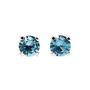 Tiny Birthstone Gemstone Post Stud Earrings in Sterling Silver | Multiple Color Choices & Sizes | Birthday Earrings for Women (3mm, April | Clear CZ)