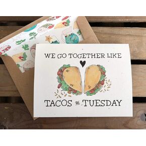 نحن نذهب معًا مثل التاكو والثلاثاء - تاكو لاف - بطاقة ملاحظات - ظرف بني كرافت مبطن - معاد تدويره - صديق للبيئة in Kuwait