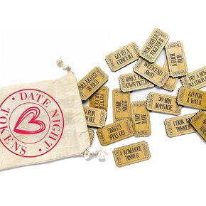 Date Night Tokens - Wooden Tickets with Dating Ideas - Valentines Day Gift for Him or Her - Couples Fun Anniversary Present Idea in Saudi Arabia