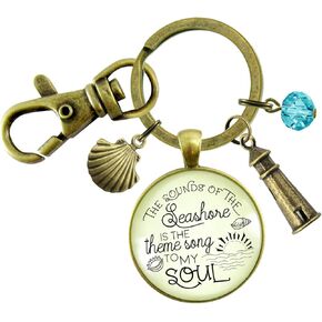 Mermaid Keychain for Women Always Be Yourself Unless Boho Nautical Aesthetic Jewelry Key Ring - Handmade Ocean Tropical Pendant Suede Blue Tassel & Sea Glass Charms, Teen Gift Beach Message Card & Box