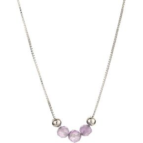 Purple Amethyst Crystal Choker Handmade Necklace Jewelry for Women 925 Sterling Silver with 3 Real Amethyst Beads Dainty Febuary Birthstone Handmade Necklace Chain Jewelry Gift for Women Teen Girls
