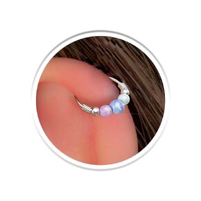Gold Filled Helix Piercing Ring With White Opal Blue Opal Pink Opal | 24 Gauge Thin Colorful Cartilage Earring Hoop