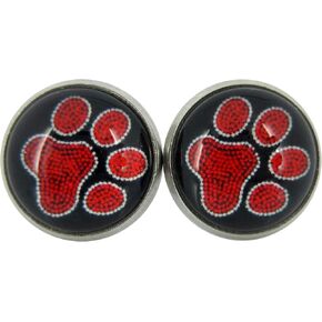 Stainless Steel Paw Print Glass Stud Earrings 12mm (Aqua) in Saudi Arabia