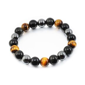 سوار حماية ثلاثي، سوار خرز عين النمر الأسود الأصلي والهيماتيت 10 ملم للرجال والنساء، أساور شفاء مجوهرات كريستال تجلب الحظ والازدهار والسعادة in Kuwait